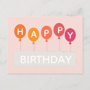 Happy Birthday colourful ballons Postcard