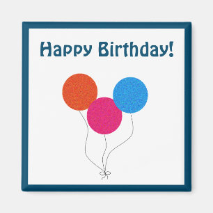 Happy Birthday Colourful Balloons Cartoon Magnet