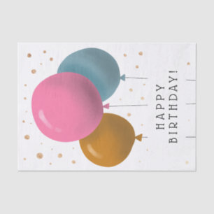 Happy Birthday Colourful Balloons Gold Confetti Tissue Paper