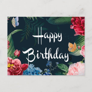 Happy Birthday, colourful blooms, Postcard