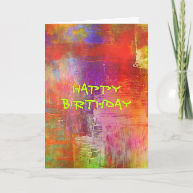 Happy Birthday - Colourful Bold Abstract Painting Card (Front)