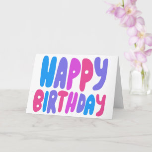 HAPPY BIRTHDAY Colourful Bubble Letters CUSTOM Bda Card