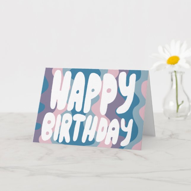 HAPPY BIRTHDAY Colourful Bubble Letters CUSTOM Bda Card (Small Plant)