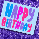 HAPPY BIRTHDAY Colourful Bubble Letters CUSTOM Bda Postcard<br><div class="desc">Hand made card for you! Customise with your own text or change the colours. Check my shop for lots more colours and designs or let me know if you'd like something custom!</div>
