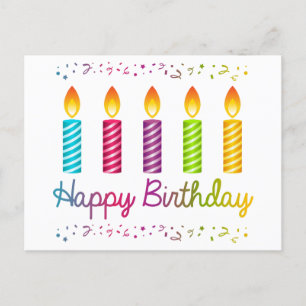 Happy Birthday Colourful Candles  Postcard