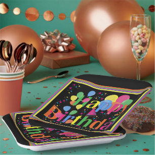 Happy Birthday Colourful Celebration Paper Plate