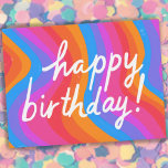 HAPPY BIRTHDAY Colourful Cool & Fun Stripes Postcard<br><div class="desc">Check out this sweet and colourful art,  hand made by me for you! Feel free to add your own text or change the colours. Visit my shop for more!</div>