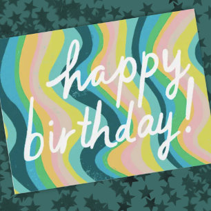 HAPPY BIRTHDAY Colourful Cool & Fun Stripes Postcard