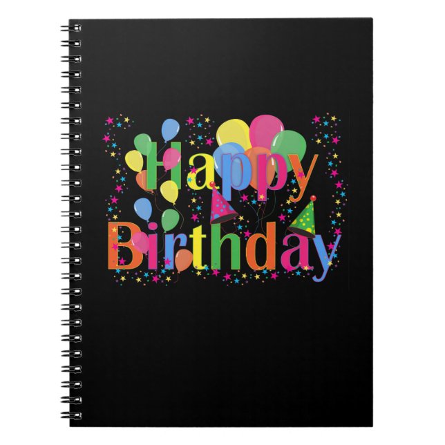 Happy Birthday, Colourful Design, Notebook (Front)