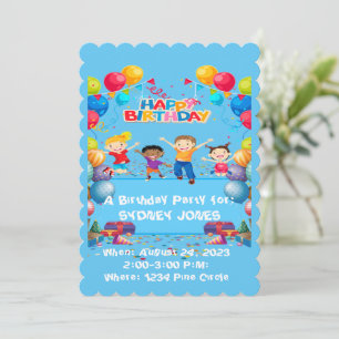 Happy Birthday Colourful Flat Card Invitation 