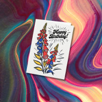 Happy Birthday Colourful Foxglove Pop Art Fun