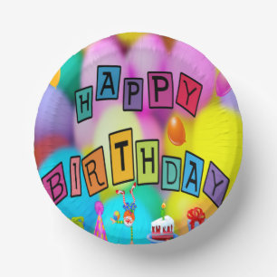 Happy Birthday Colourful Paper Bowl Plate