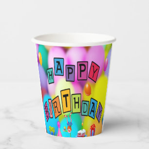 Happy Birthday Colourful Paper Party Cup