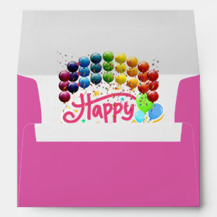 Happy Birthday Colourful Pink Envelopes