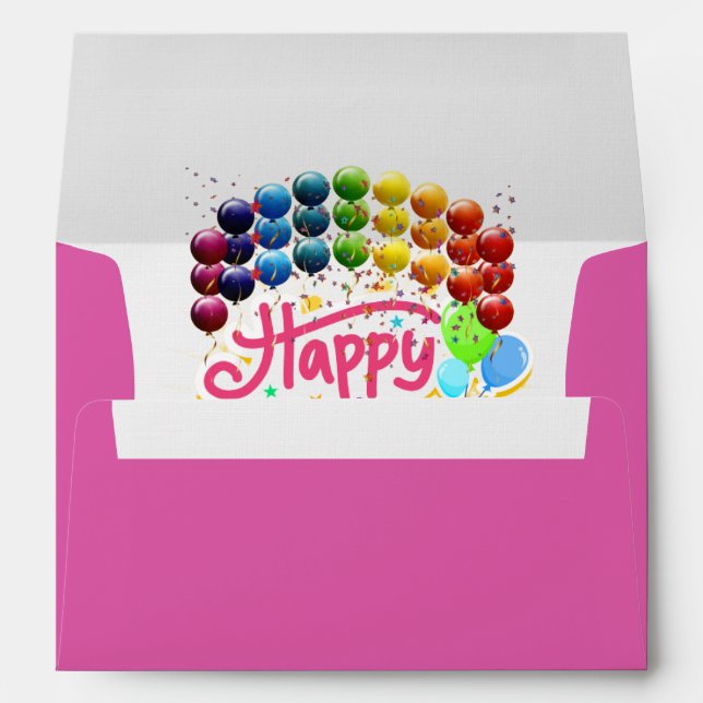 Happy Birthday Colourful Pink Envelopes (Back (Bottom))