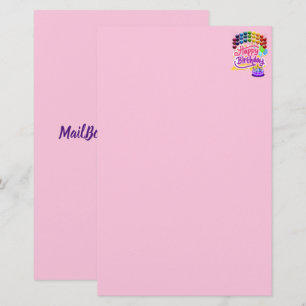 Happy Birthday Colourful Pink Purple Stationery