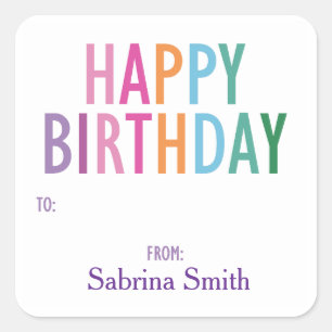 Happy Birthday Colourful Rainbow Letter Stickers