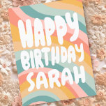 HAPPY BIRTHDAY Colourful Rainbow Stripes CUSTOM Postcard<br><div class="desc">Hand made card for you! Customise with your own text or change the colours. Check my shop for lots more colours and designs or let me know if you'd like something custom!</div>