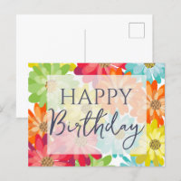 Happy Birthday Colourful Spring Flowers    
