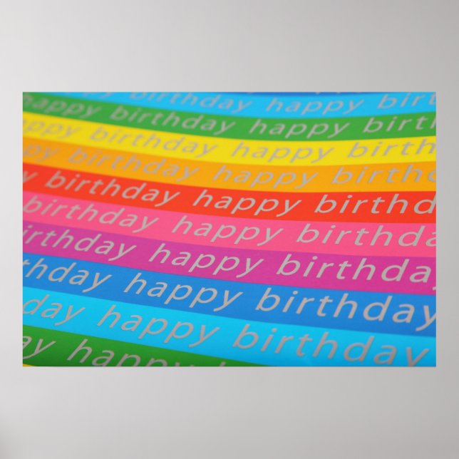 Happy birthday colourful stripes poster (Front)