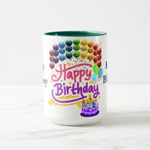 Happy Birthday Colourful Two Tone Coffee Mug