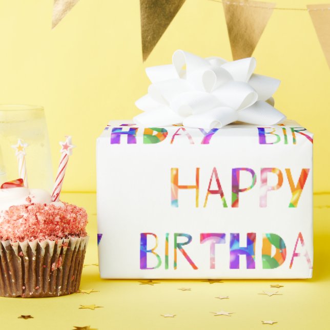 Happy Birthday Colourful Typography Wrapping Paper (Birthday Party)
