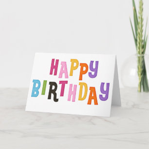Happy Birthday Colourful Words Greeting Card