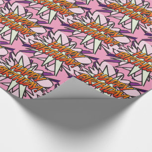 HAPPY BIRTHDAY Comic Book Pop Art pink Wrapping Paper