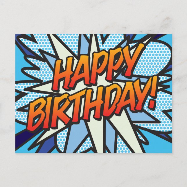 HAPPY BIRTHDAY Comic Book Pop Art Postcard (Front)