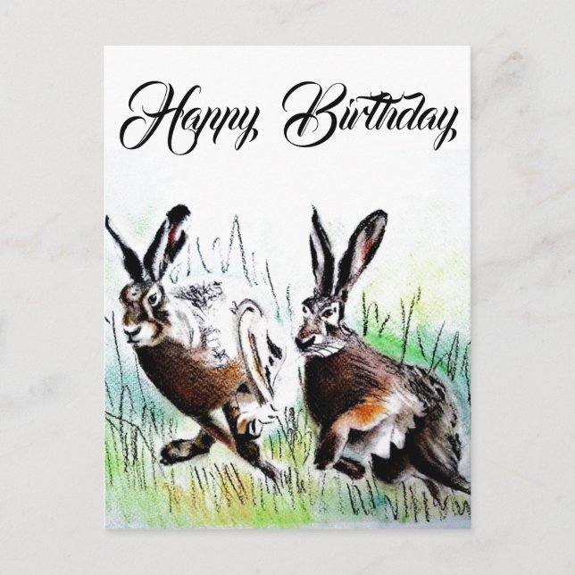 Happy Birthday con le lepri Postcard (Front)