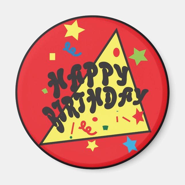 Happy Birthday Confetti Fun | Red Magnet (Front)