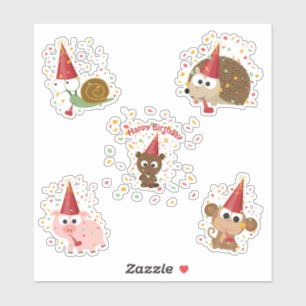 Happy Birthday Confetti Party Animals Sticker Set