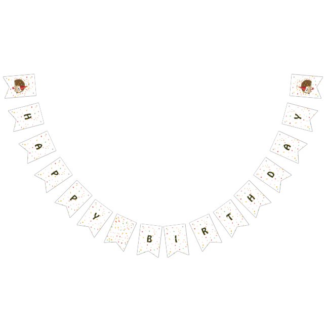 Happy Birthday Confetti Party Hedgehog Bunting (All)