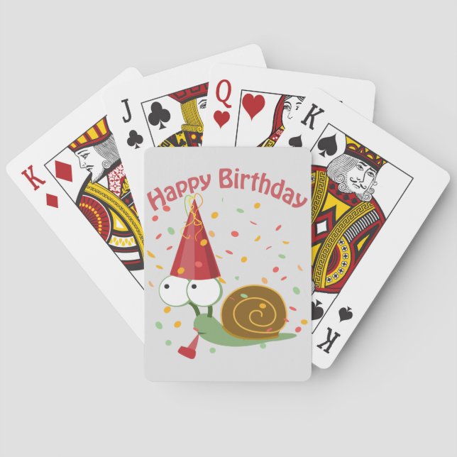 Happy Birthday! Confetti Snail Playing Cards (Back)