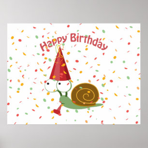 Happy Birthday! Confetti Snail Poster