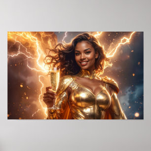 Happy Birthday Congratulations by female Superhero Poster