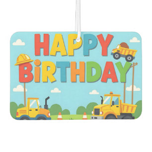 Happy birthday construction builder theme car air freshener