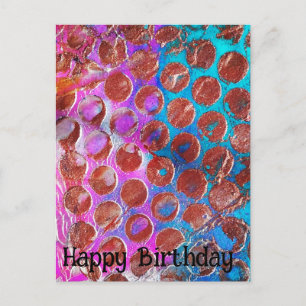 Happy Birthday Copper Abstract Polka Dots Postcard