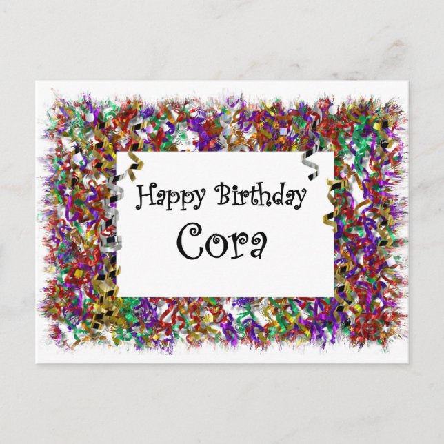 Happy Birthday Cora Postcard (Front)