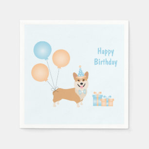Happy Birthday Corgi Dog Napkin