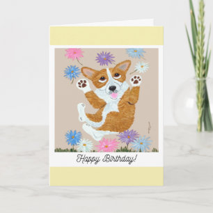 Happy Birthday Corgi Doggie Card