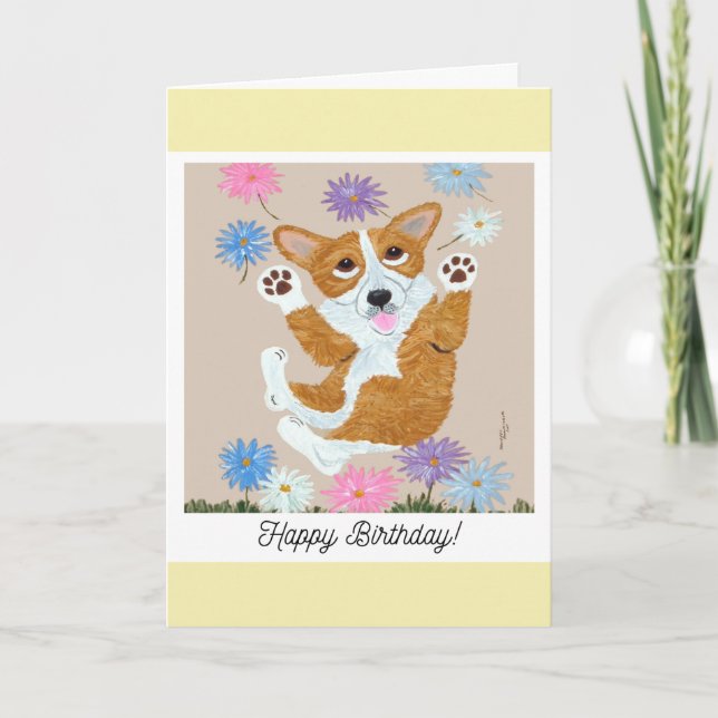 Happy Birthday Corgi Doggie Card (Front)