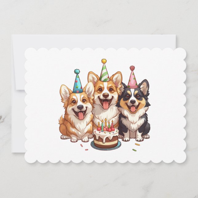 Happy Birthday Corgi Dogs Invitation (Front)