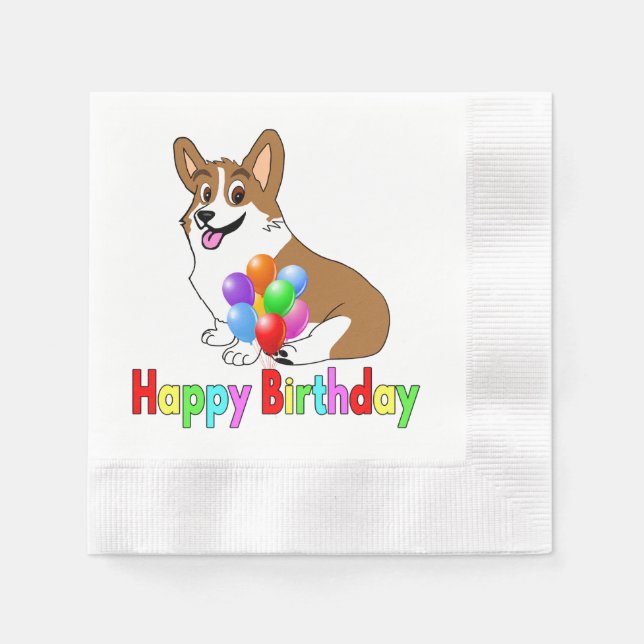 Happy Birthday Corgi Napkin (Front)