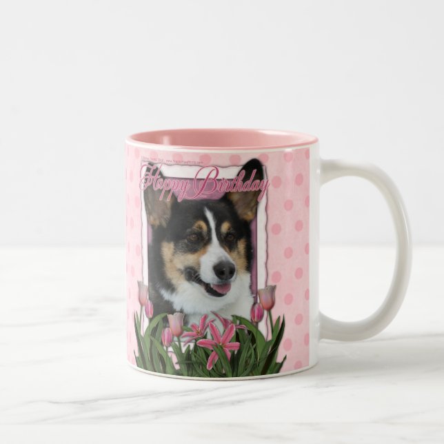 Happy Birthday - Corgi Two-Tone Coffee Mug (Right)