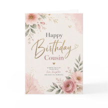 Happy Birthday Cousin Elegant Floral Greeting Card