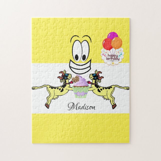 Happy Birthday Cow Cupcake Jigsaw Puzzle (Vertical)