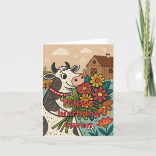 Happy birthday cow lover foldet card