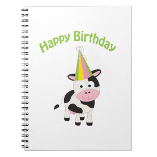 Happy birthday cow spiral notebook