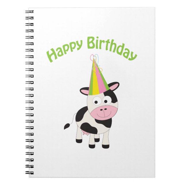 Happy birthday cow spiral notebook (Front)